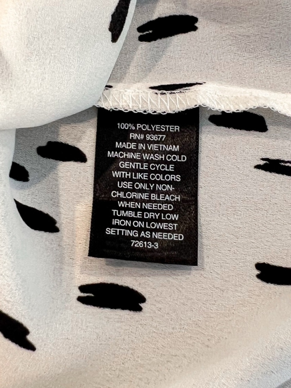 Worthington Cream and Black Spot Tie Neck Long Sleeve Button Up Blouse Womens XL - Picture 11 of 13
